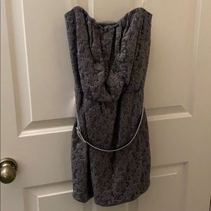 Gray Lacy Strapless Dress
